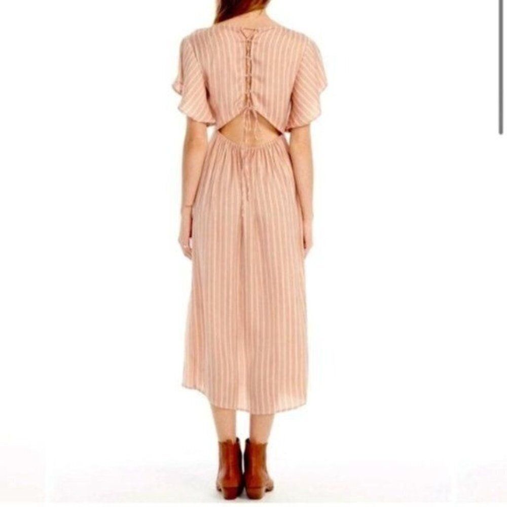 Saltwater Luxe Striped Angel Sleeve Midi Dress Size XS - Picture 2 of 15